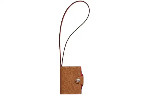 HERMES Togo Calfskin With Swift Calfskin Storage Bag Extra Mini Unisex Gold & Red