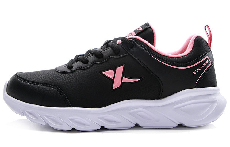XTEP Fleece Lined Insulated Shoes, Leather Upper Casual Thermal Low top Running Shoes Women’s Black