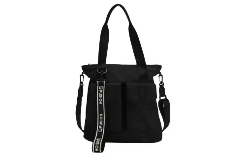 FILA FUSION Fabric Shoulder Bag, Crossbody Bag, Handbag Regular Unisex Pitch Black
