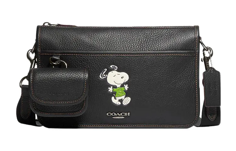 COACH Heritage Collection, Refined Pebbled Leather Combo Bag, Shoulder Bag, Crossbody Bag Medium Men's Black