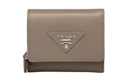 PRADA Leather Wallet Mini Women's Gray