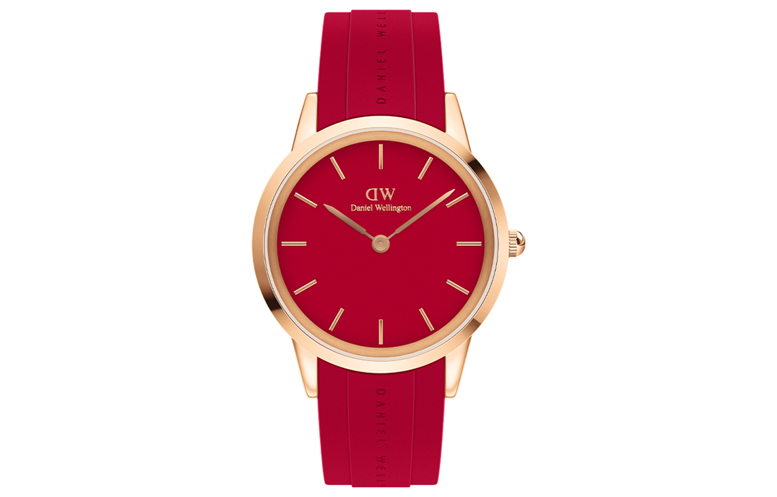 Daniel Wellington Daniel Wellington ICONIC series watch quartz movement rubber strap red dial men's watch 10ATM waterproof watch