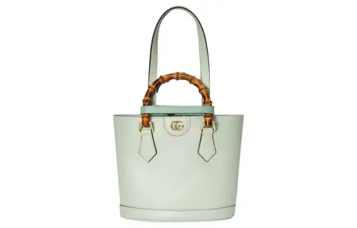 GUCCI Diana Leather Tote Bag, Shopping Bag, Handbag Small Women's Light Green