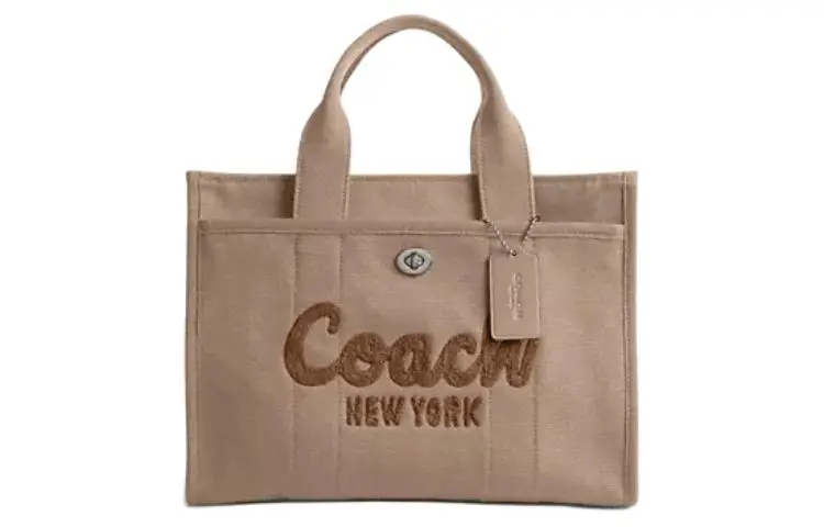 COACH Cargo Canvas With Satin Tote Bag, Shopping Bag, Handbag Large Women's Brown