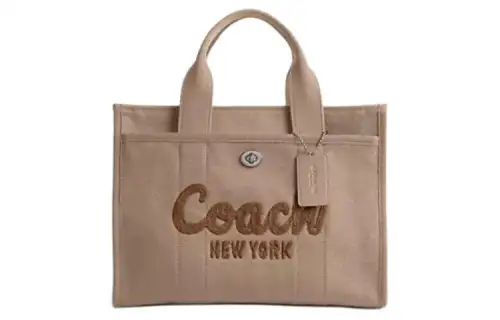 COACH Cargo Canvas With Satin Tote Bag, Shopping Bag, Shoulder Bag, Crossbody Bag, Handbag Large Women's Brown