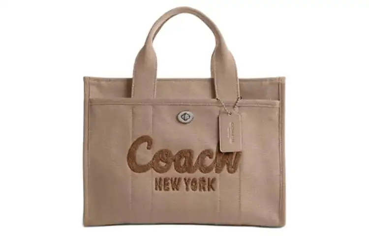 COACH Cargo Canvas With Satin Tote Bag, Shopping Bag, Shoulder Bag, Crossbody Bag, Handbag Large Women's Brown