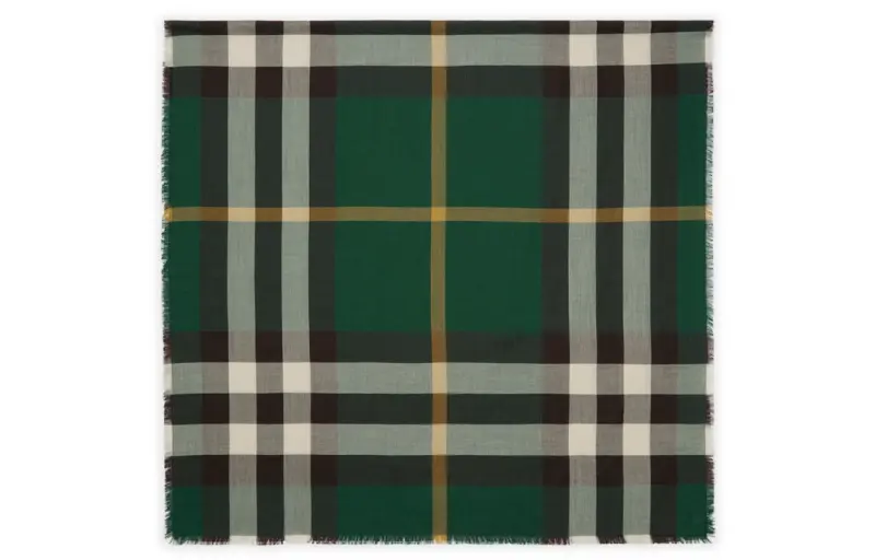 Burberry Check-Printed Frayed-Edge Scarf