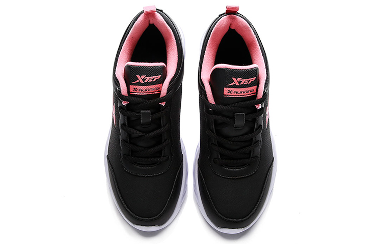 XTEP Fleece Lined Insulated Shoes, Leather Upper Casual Thermal Low top Running Shoes Women’s Black