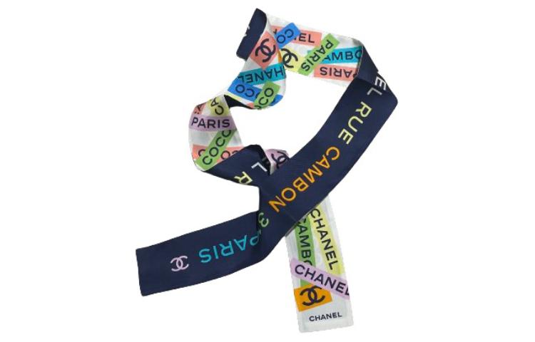 CHANEL Silk Scarves Women's Blue