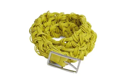 Bottega Veneta Lambskin Belts Women's Green Width 2.5CM