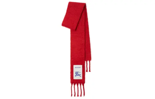 Burberry Wool Mohair Polyamide Knit Scarves Unisex Red