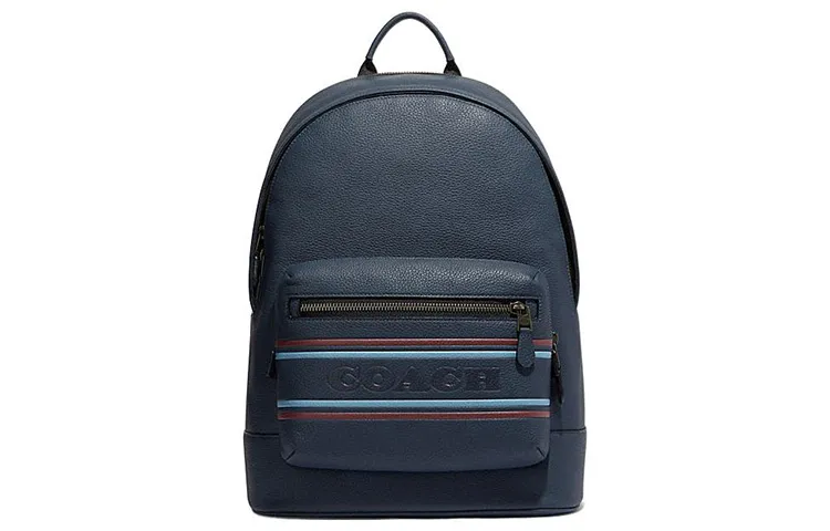 COACH Cow Leather With Fabric Backpack Large Men's Dark Blue