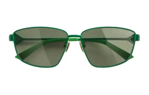 Bottega Veneta Metal Irregular Shape Sunglasses Men's Green