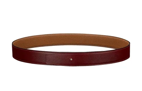 HERMES Double Sided Usable Leather Belts Women's Burgundy Brown Width 3.2cm
