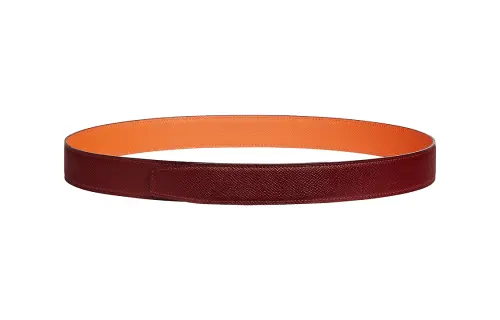 HERMES Double Sided Design Leather Belts Women's Red Width 3.2CM