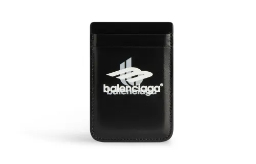 Balenciaga Cash Cow Leather Card Holder Men's Black