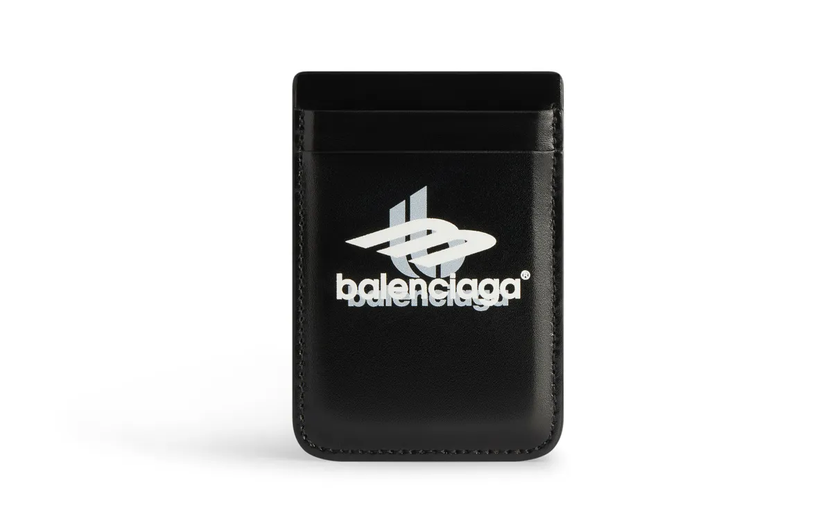 Balenciaga Cash Cow Leather Card Holder Men's Black