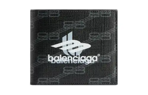 Balenciaga Coated Canvas Wallet Men's Black & Gray