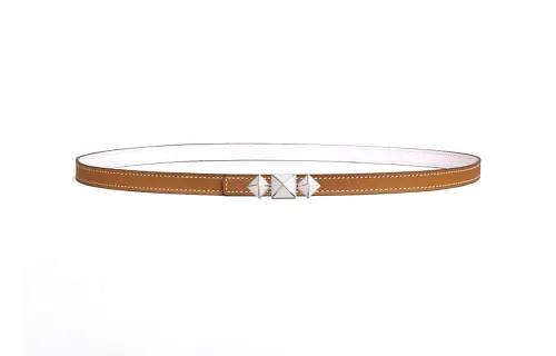 HERMES 1925 Leather, Palladium Plated Metal, Calfskin Leather Belts Women's Width 1.3cm