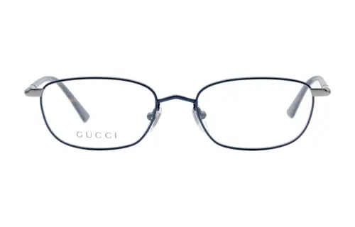 GUCCI Metal Irregular Shape Eyeglass Frames Men's Blue
