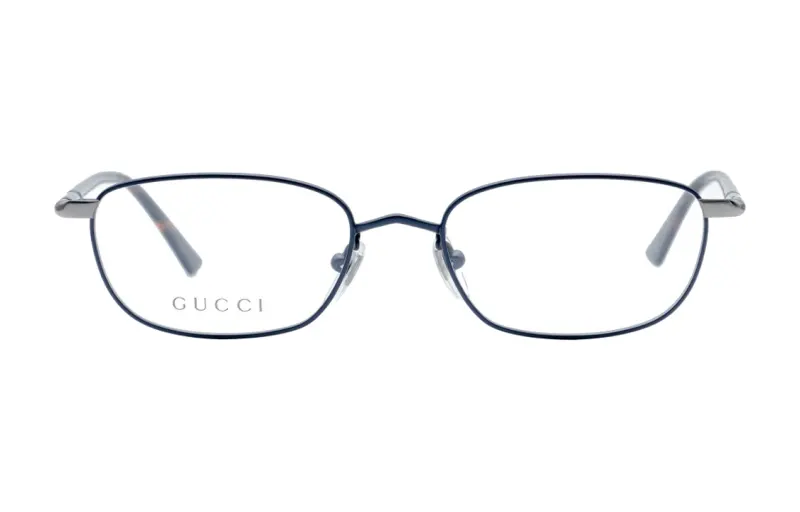 GUCCI Metal Irregular Shape Eyeglass Frames Men's Blue