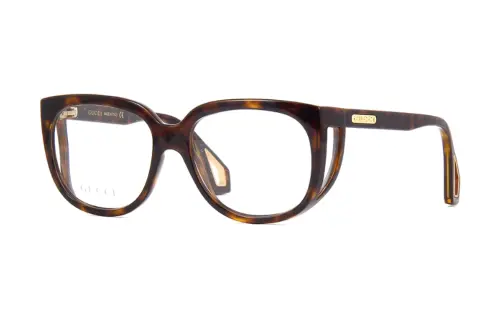 GUCCI Irregular Shape Eyeglass Frames Men's Brown