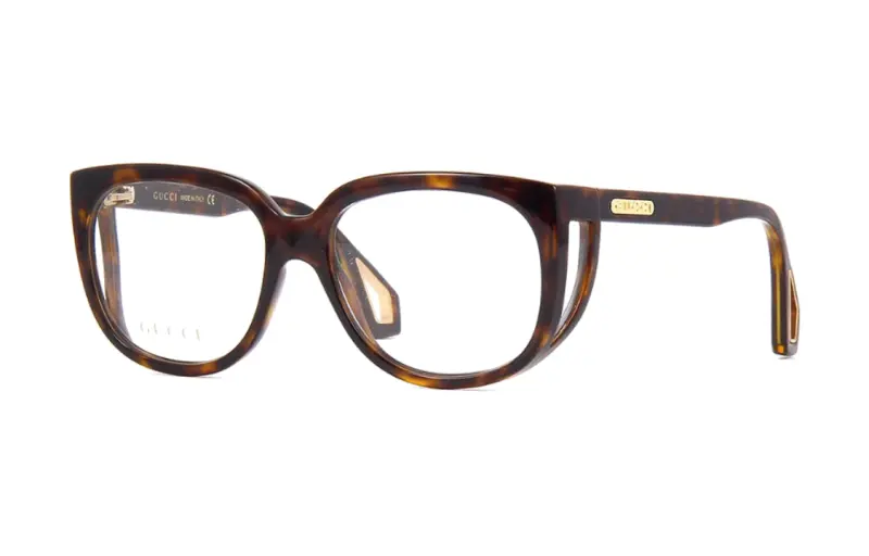 GUCCI Irregular Shape Eyeglass Frames Men's Brown