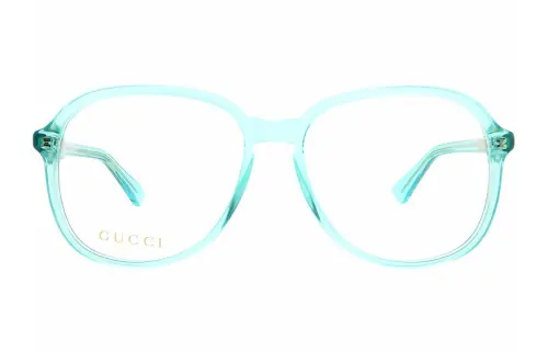 GUCCI Stainless Steel Titanium, Cellulose Acetate Irregular Shape Eyeglass Frames Women's Blue