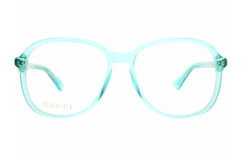 GUCCI Stainless Steel Titanium, Cellulose Acetate Irregular Shape Eyeglass Frames Women's Blue