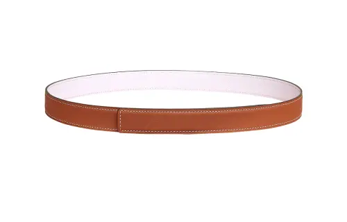 HERMES Double Sided Design Leather Belts Women's Brown Width 2.4CM