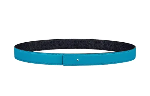 HERMES Calfskin, Leather Belts Women's Blue Width 2.4cm