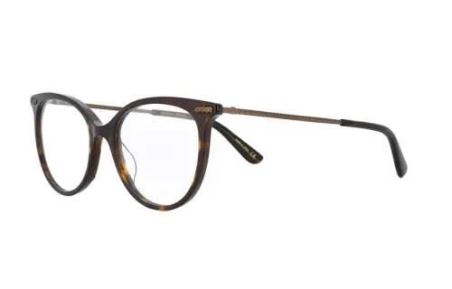 Bottega Veneta Acetate Metal Irregular Shape Eyeglass Frames Unisex Tortoiseshell
