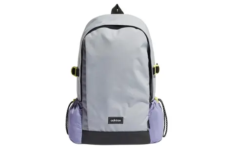 Adidas Recycled Polyester Backpack Medium Unisex Light Silver & Purple & Lemon