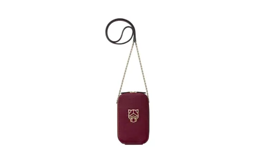 CARTIER PANTHÈRE Calfskin One Shoulder Crossbody Cell Phone Pouch Women's Burgundy