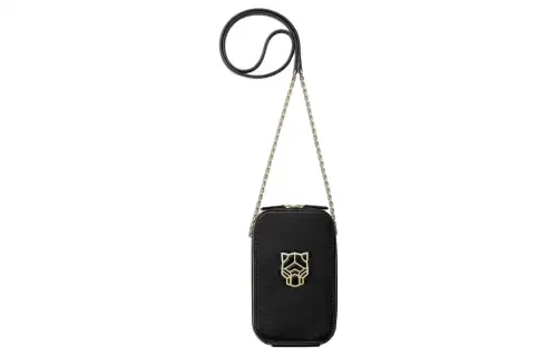 CARTIER Panthère De Cartier Grain Calfskin Cell Phone Pouch Women's Black