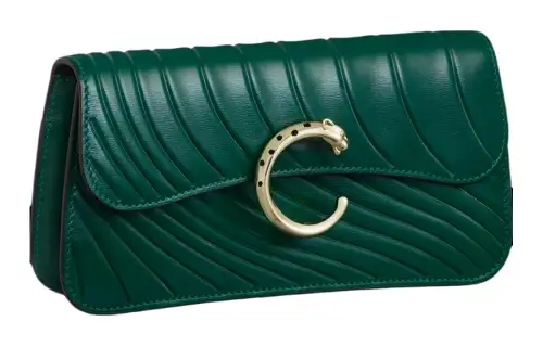 CARTIER Panthère De Cartier Calfskin Handheld Crossbody Bag, Shoulder Bag Mini Women's Emerald Green