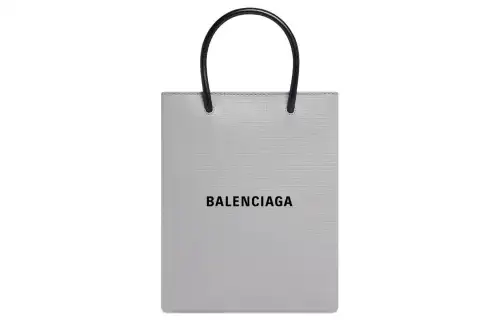 Balenciaga Calfskin Tote Bag, Shopping Bag, One Shoulder Handbag, Crossbody Bag Large Women's Gray & Silver