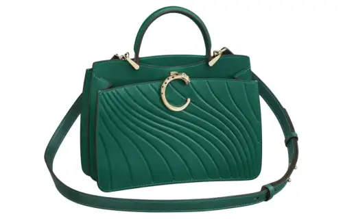 CARTIER Panthère De Cartier Calfskin Handbag, Shoulder Bag, Crossbody Bag Mini Women's Emerald Green
