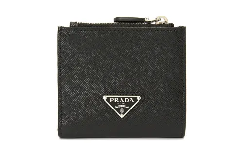 PRADA Cow Leather Wallet Mini Women's Black