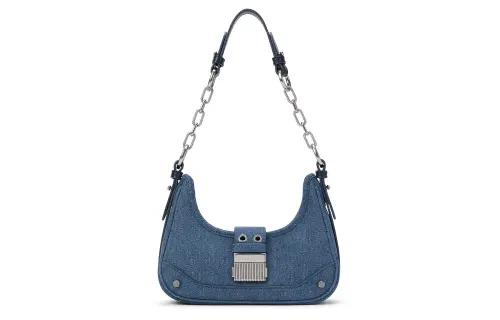 CHARLES&KEITH Fabric Shoulder Bag, Crescent Bag, Crossbody Bag, Shoulder Bag Women's Dark Denim Blue