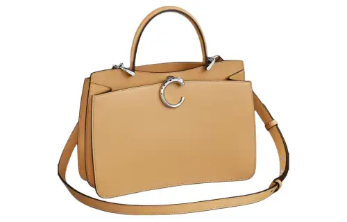 CARTIER Panthère De Cartier Calfskin Shoulder Bag, Crossbody Bag, Handbag Small Women's Camel Beige