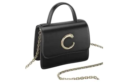CARTIER Panthère De Cartier Calfskin Shoulder Bag, Crossbody Bag, Handbag Extra Small Women's Black