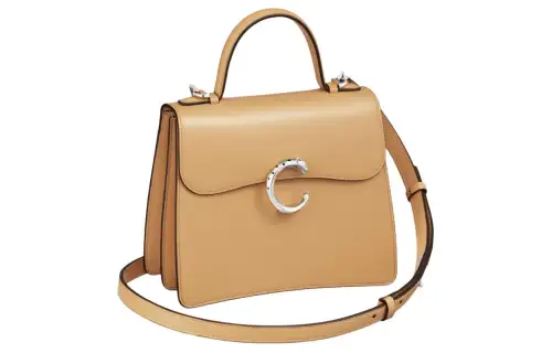 CARTIER PANTHÈRE Calfskin Handbag, Shoulder Bag, Crossbody Bag Small Women's Camel Beige