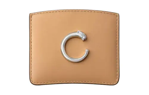 CARTIER Panthère De Cartier Calfskin Card Holder Women's Camel Beige