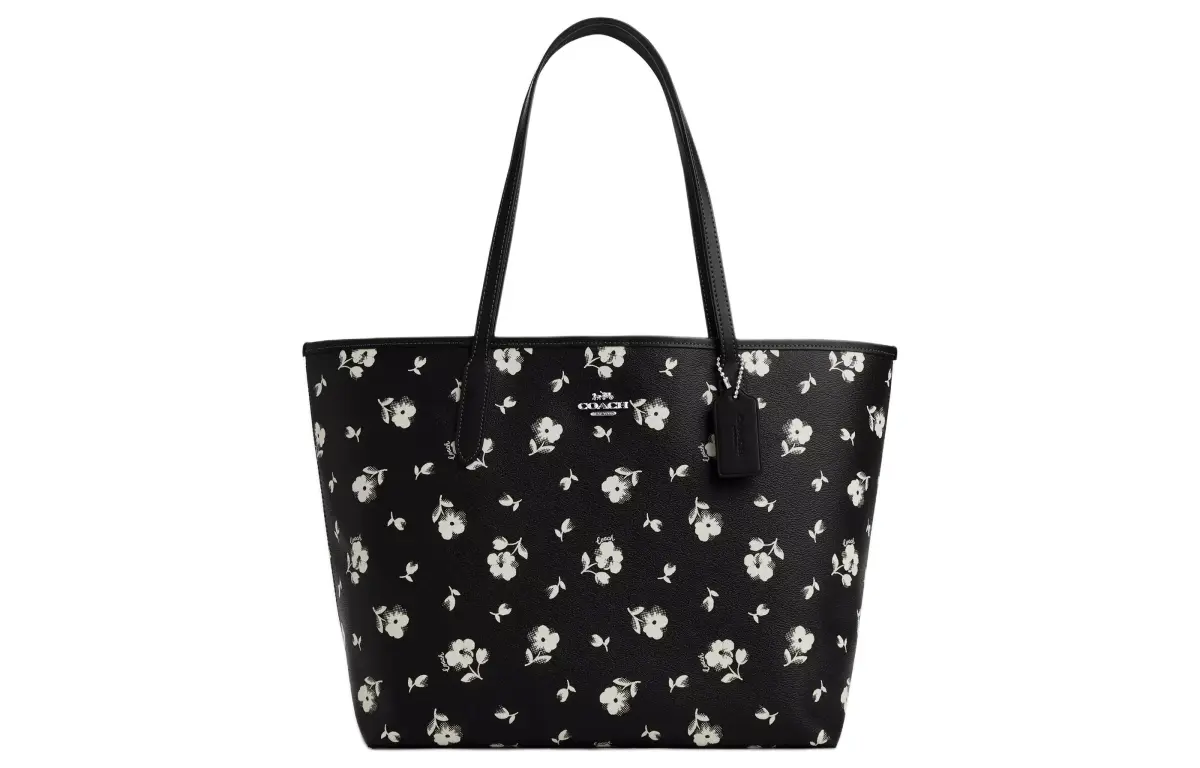 COACH City Coated Canvas With Smooth Leather Tote Bag, Shopping Bag, Handbag, Shoulder Bag Large Women's
