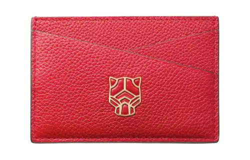 CARTIER PANTHÈRE Shiny Calfskin Card Holder Women's Red