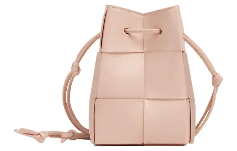Bottega Veneta CASSETTE Sheepskin Bucket Bag, Shoulder Bag, Crossbody Bag Mini Women's Lotus Powder