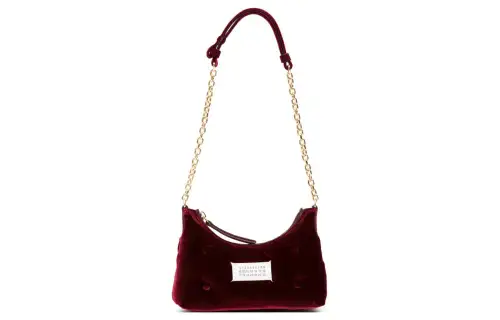 Maison Margiela Velvet Handbag, Shoulder Bag Women's Burgundy