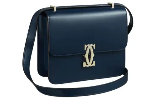 CARTIER Calfskin Shoulder Bag, Crossbody Bag Mini Women's Midnight Blue
