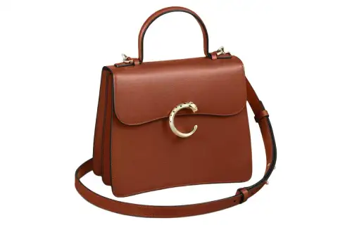 CARTIER Panthère De Cartier Calfskin Shoulder Bag, Crossbody Bag, Handbag Small Women's Chestnut